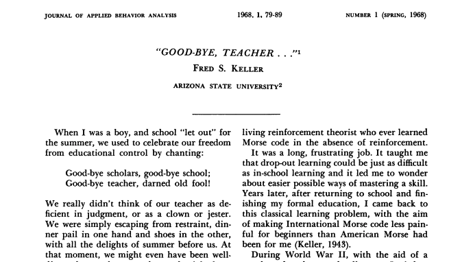 "Good-Bye, Teacher..."