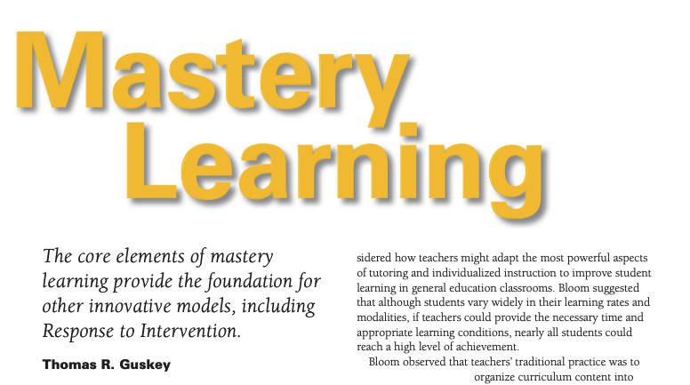Lessons of Mastery Learning